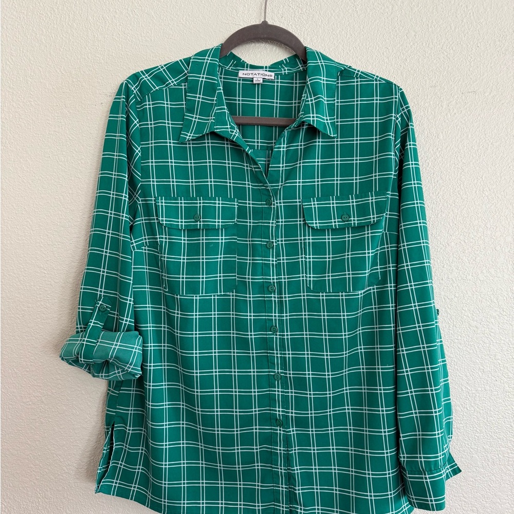 Green Plaid Button-Up Shirt